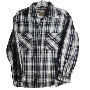 Moose Creek Legendary Clothing Plaid Flannel Shirt Mens L Black White Cotton‎